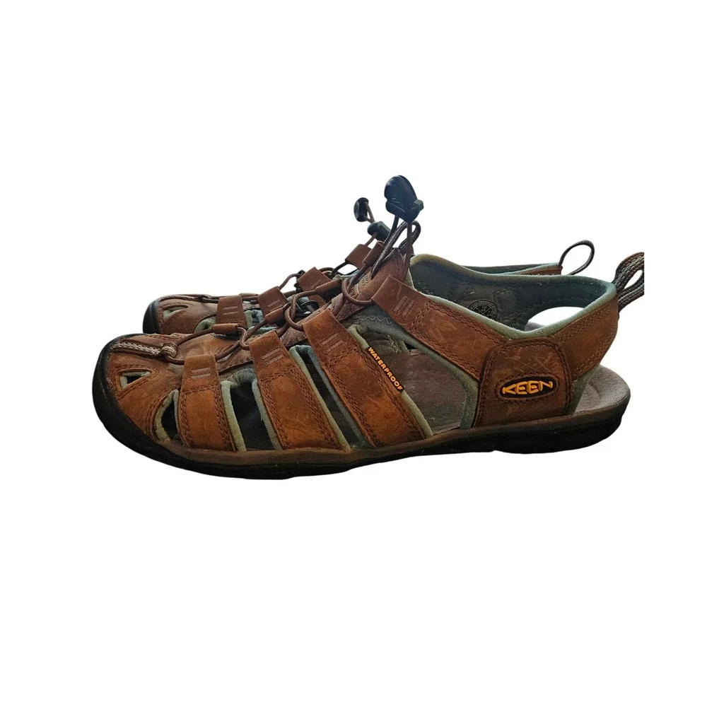 KEEN CNX Waterproof Leather Hiking Sandals Women Size 10 Brown Outdoor Gorpcore